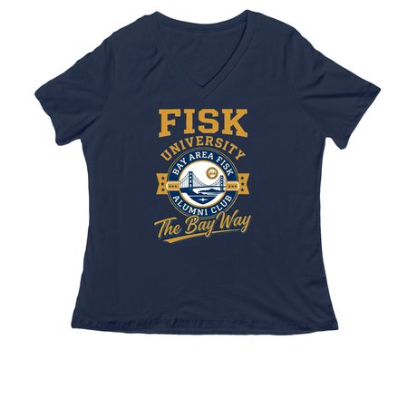 Fisk, The Bay Way, a Navy Women's Relaxed V-Neck Tee