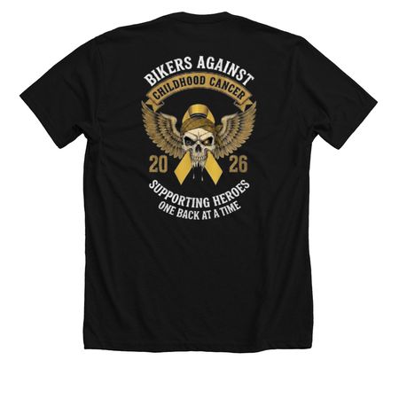 Bikers Against Childhood Cancer, a Solid Black Blend Premium Unisex Tee (back-view)