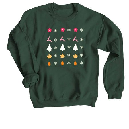 Festive Femme Hoodie, a Forest Crewneck Sweatshirt