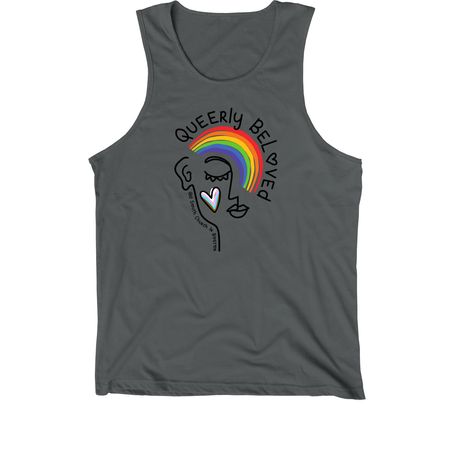 Queerly Beloved Pride Shirt, a Dark Grey Premium Cotton Tank