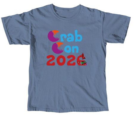 Crab Con 2026 Logo Shirts, a Blue Jean Comfort Colors Unisex Tee