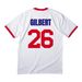Gilbert, a White/ Red Cotton Ringer Tee (back-view)