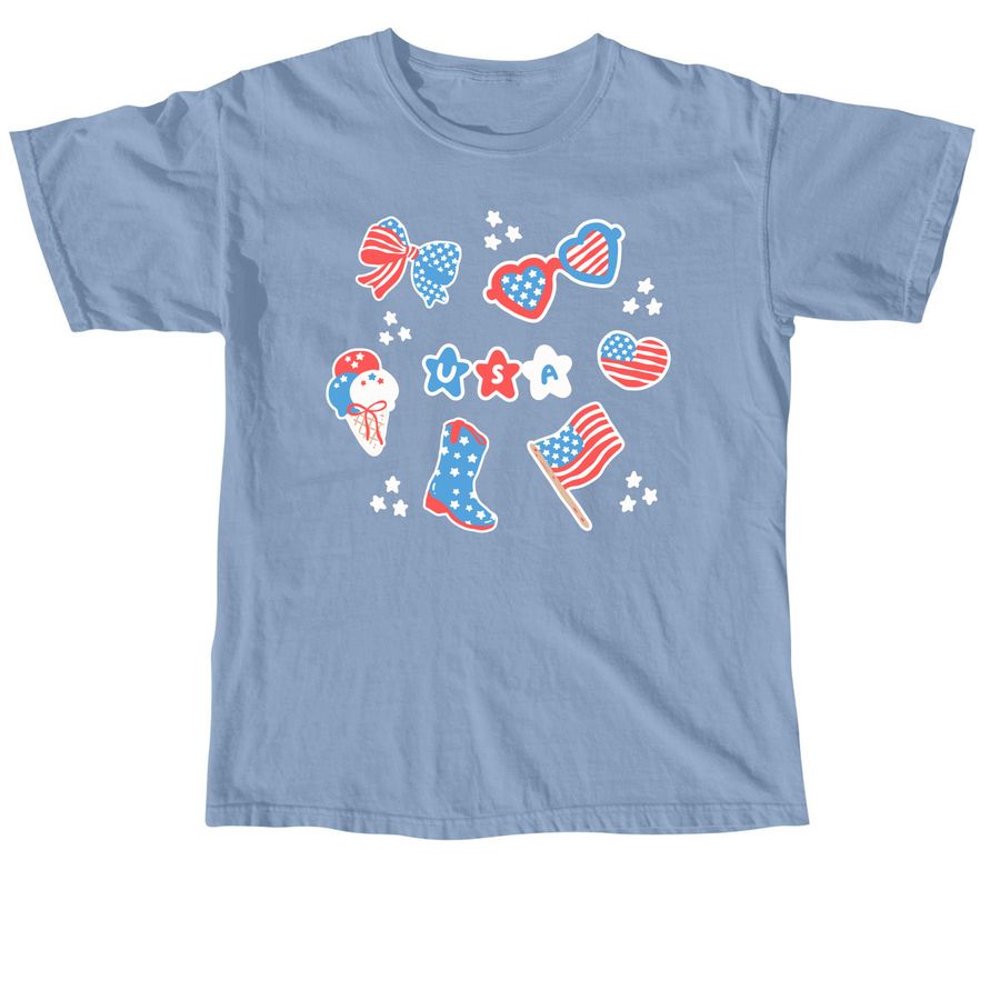 American Spirit Tee, a Washed Denim Comfort Colors Unisex Tee