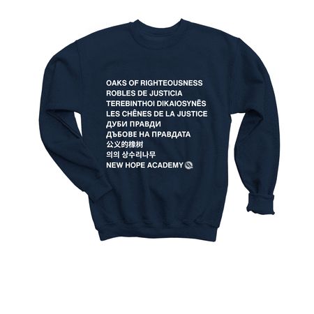 Oaks of Righteousness, a Navy Youth Crewneck Sweatshirt