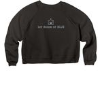 Blue Camp Limited Drop #1, a Black Women's Premium Cropped Raglan Sweatshirt (back-view)