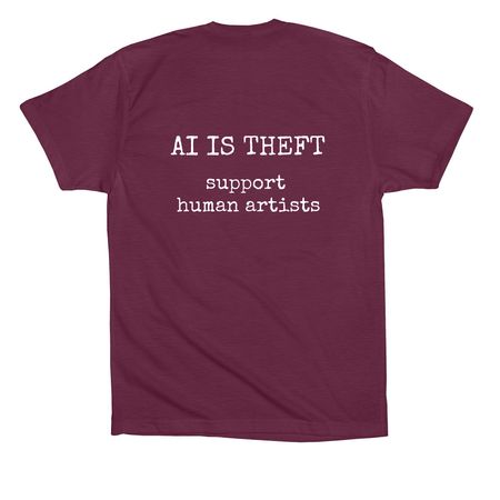Real Art is Human-Made, a Maroon Premium Cotton Tee (back-view)