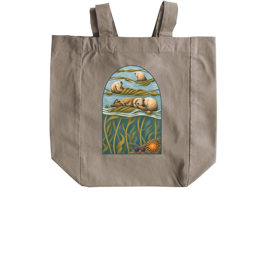 Sea Otter Awareness Week 2026 Tote, a Pumice Recycled Cotton Tote Bag (back-view)