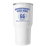 GAT Group Street Ready Tumbler, a White Insulated Tumbler (back-view)