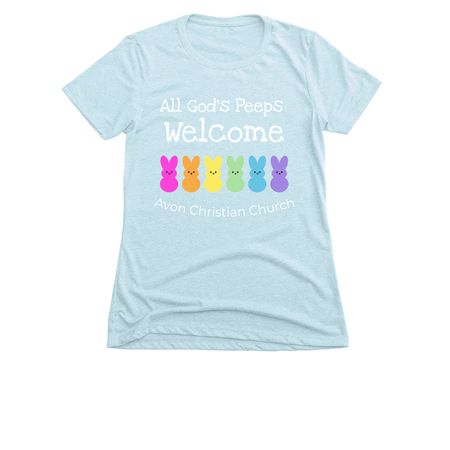 ACC God's Peeps Welcome- Adult and Youth, a Ice Blue Women's Slim Fit Tee