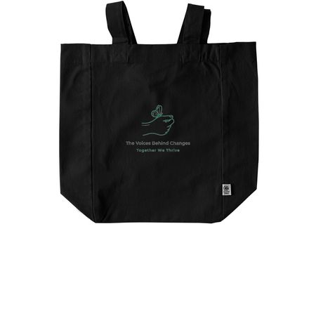 Wear Your Voice. Support Community Change., a Black Recycled Cotton Tote Bag