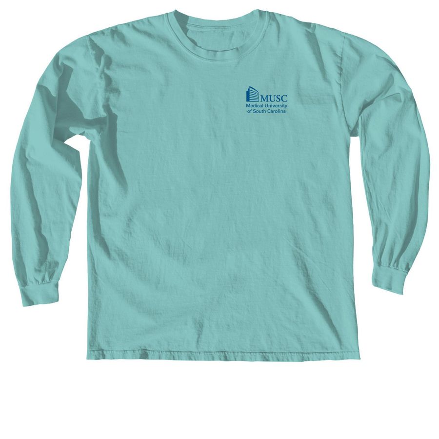 Where the Heart Meets the Harbor-Navy, a Chalky Mint Comfort Colors Long Sleeve Tee