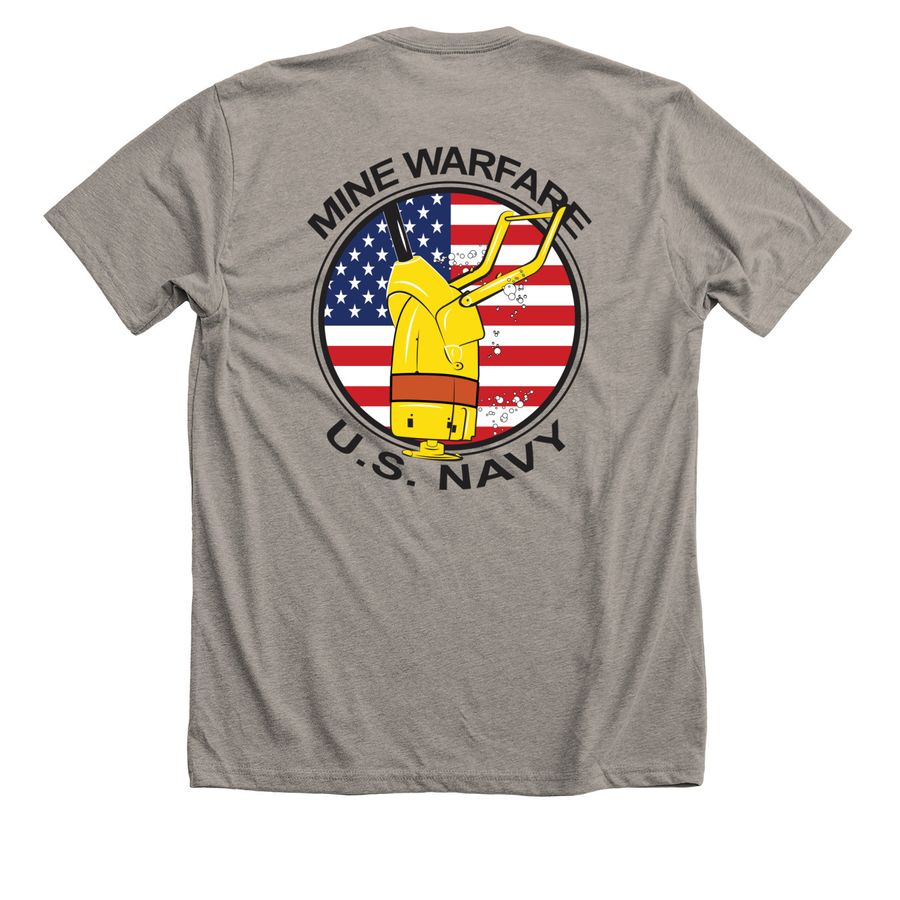 AN/SQQ-32 - Variable Depth Minehunting Sonar, a Heather Stone Premium Unisex Tee (back-view)