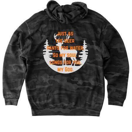Psalm 42:1, a Black Camo Heavyweight Camo Pullover Hoodie