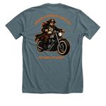 ALR Chapter 138, a Heather Slate Premium Unisex Tee (back-view)