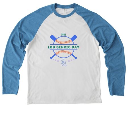 LGD2026, a Azure Blue/ Bright White Allmade Eco Triblend Colorblock Raglan Long Sleeve Tee