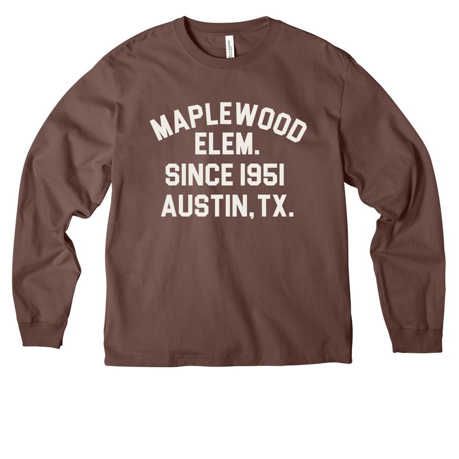 Maplewood Block Letter ? Adult Tee, a Cocoa Unisex Heavyweight Long Sleeve Tee