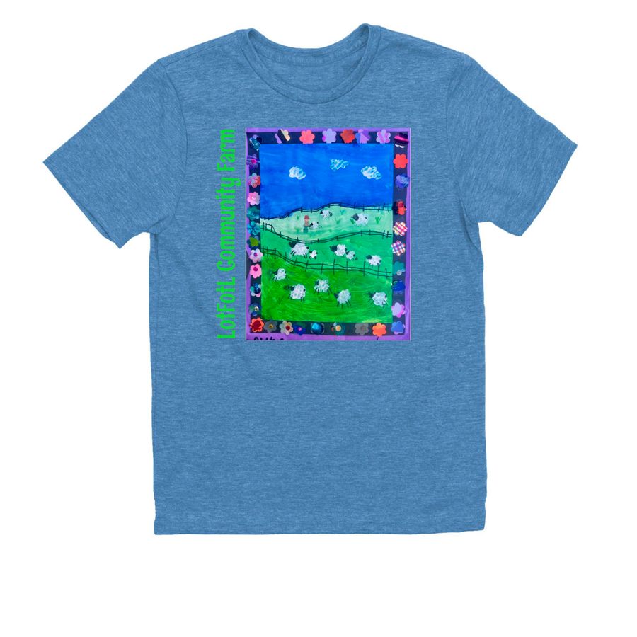LotFotL Community Farm 2026 Design Runner Up, a Azure Blue Allmade Youth Eco Triblend Tee