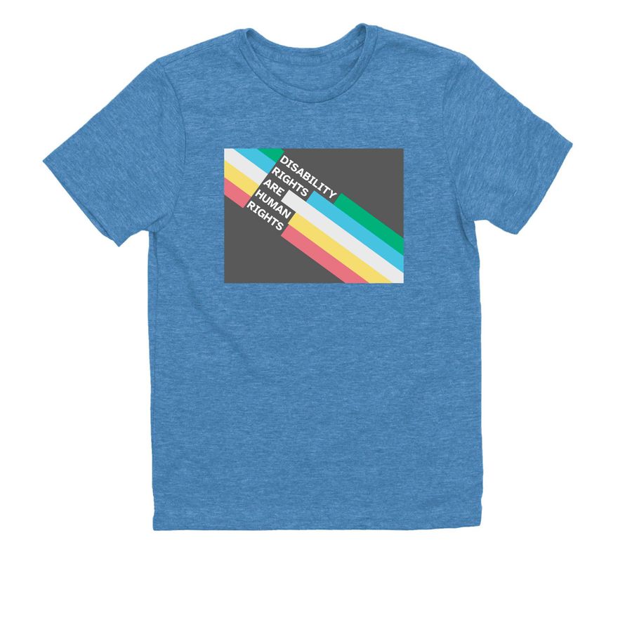 Disability Rights Are Human Rights Shirt, a Azure Blue Allmade Youth Eco Triblend Tee