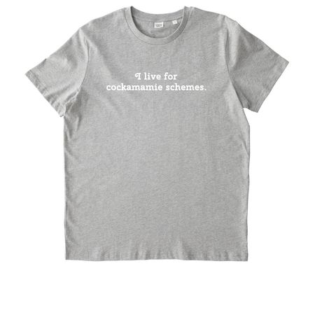 I live for cockamamie schemes., a Heather Grey Stanley/Stella Unisex Crafter Tee