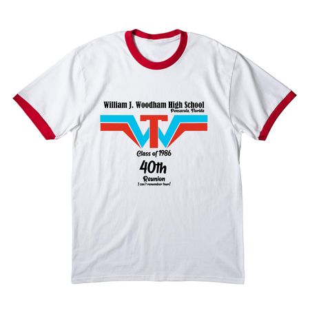 Woodham Class of 1986 Reunion, a White/ Red Cotton Ringer Tee