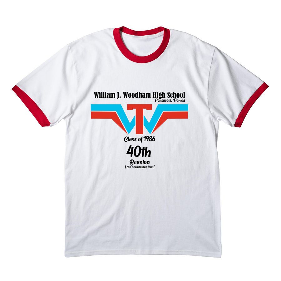 Woodham Class of 1986 Reunion, a White/ Red Cotton Ringer Tee
