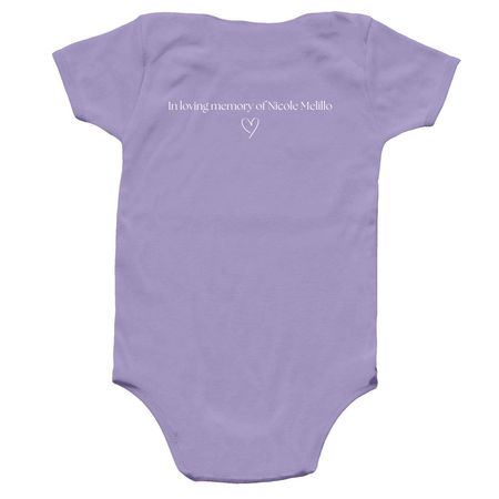 "The Love of Dogs" Baby Onesie, a Lavender Infant Onesie (back-view)