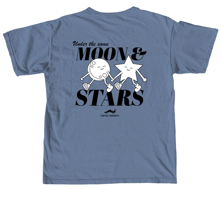 Moon and Stars Spring Merch, a Blue Jean Comfort Colors Unisex Tee (back-view)