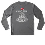 Activewear, White Logo, a Grey Concrete Heather Unisex Performance Long Sleeve Tee (back-view)