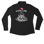 Activewear, White Logo, a Black Women's Performance Quarter Zip Pullover (back-view)
