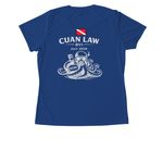 Activewear, White Logo, a True Royal Women's Performance Tee (back-view)