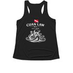 Activewear, White Logo, a Black Women's Performance Tank (back-view)
