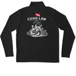 Activewear, White Logo, a Black Unisex Performance Quarter Zip Pullover (back-view)
