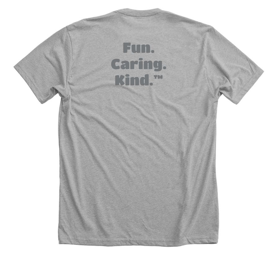 Round 2, a Athletic Heather Premium Unisex Tee (back-view)