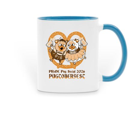2026 Pugtoberfest Mug, a Light Blue Two-Tone Ceramic Mug