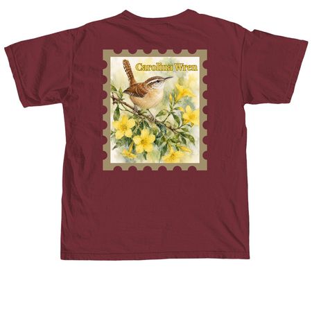 Carolina Wren Stamp, a Brick Comfort Colors Unisex Tee