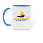 Serious Goose Coffee Mug, a Light Blue Two-Tone Ceramic Mug (back-view)