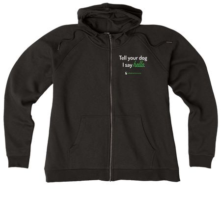 Tell your dog we say 'hello', a Deep Black Allmade Women?s Organic CVC Zip-Up Hoodie