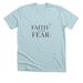 Faith Over Fear ?, a Heather Ice Blue Premium Unisex Tee