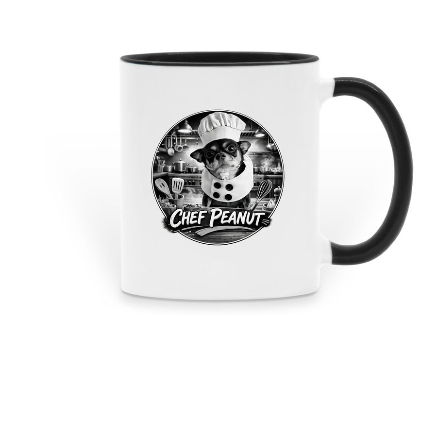 Chef Peanut New Logo Coffee Mug!&nbsp;, a Black Two-Tone Ceramic Mug