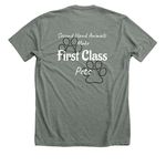 Second Hand Animals Make First Class Pets, a Deep Heather Premium Unisex Tee (back-view)