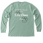 Second Hand Animals Make First Class Pets, a Heather Dusty Blue Premium Long Sleeve Tee (back-view)