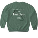Second Hand Animals Make First Class Pets, a Military Green Softstyle Crewneck Sweatshirt (back-view)