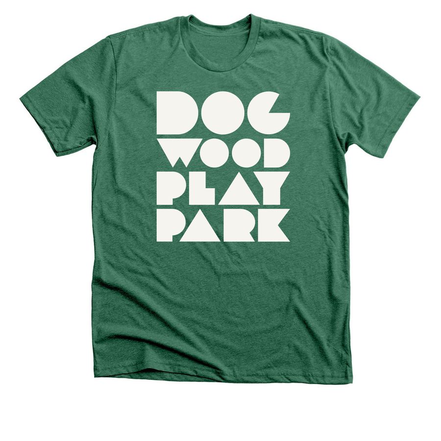 Cream Bold Dogwood Logo, a Heather Grass Green Premium Unisex Tee