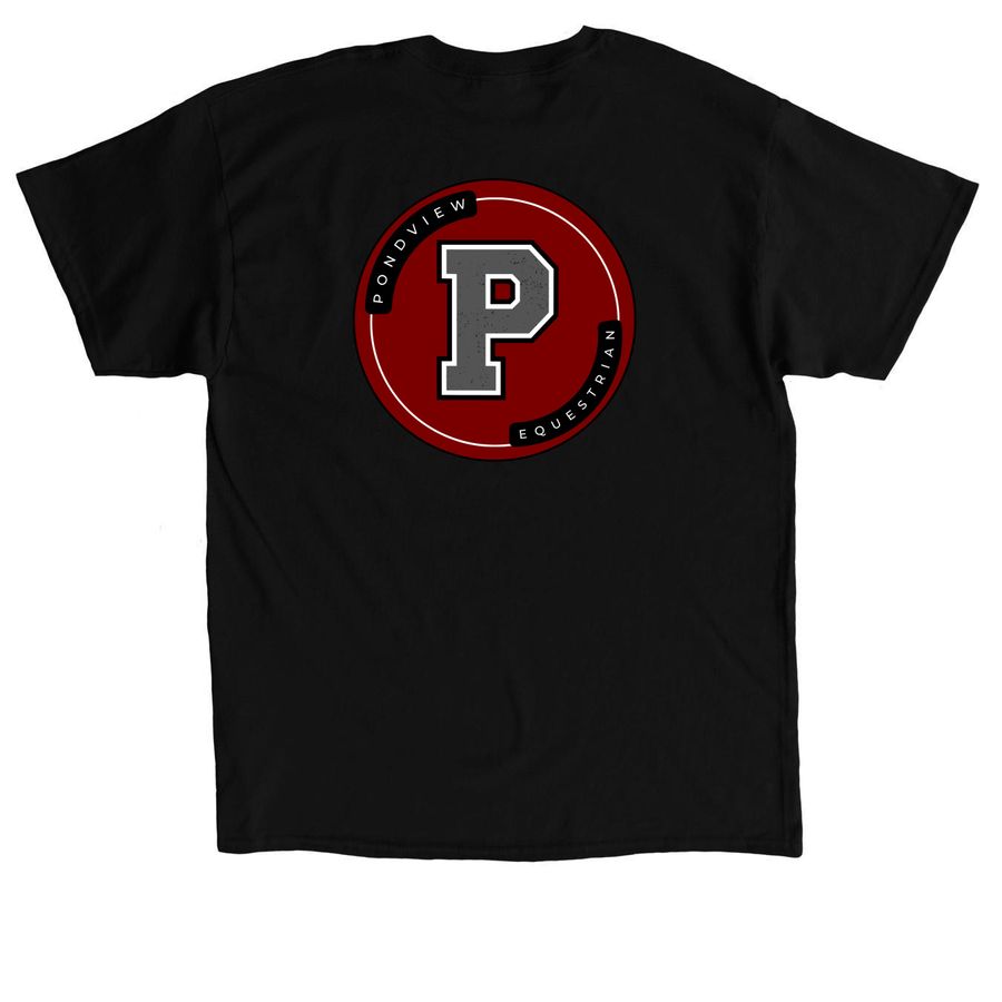 Pondview Equestrian Team, a Black Classic Unisex Tee (back-view)