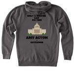 Only a Doctor, a Solid Charcoal Heavyweight Zip Up Hoodie (back-view)
