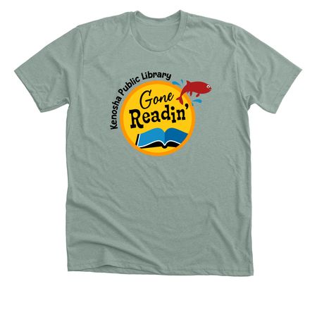 Gone Readin' Sunset Tops, a Heather Sage Premium Unisex Tee