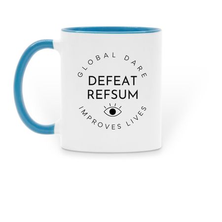 Summer Spotlight Coffee Mugs, a Light Blue Two-Tone Ceramic Mug (back-view)