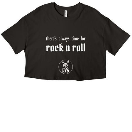 Time For Rock N Roll (White), a Black Women?s Cropped Cotton Tee