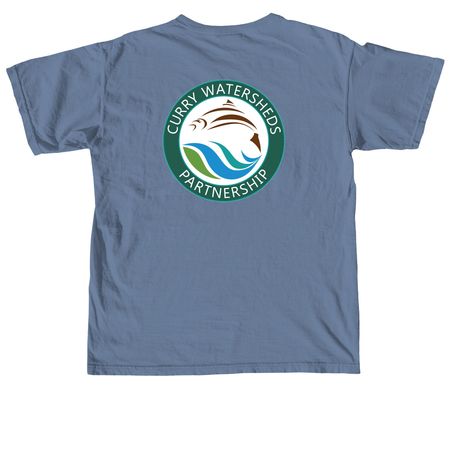 CWP Logo Shirts, a Blue Jean Comfort Colors Unisex Tee (back-view)