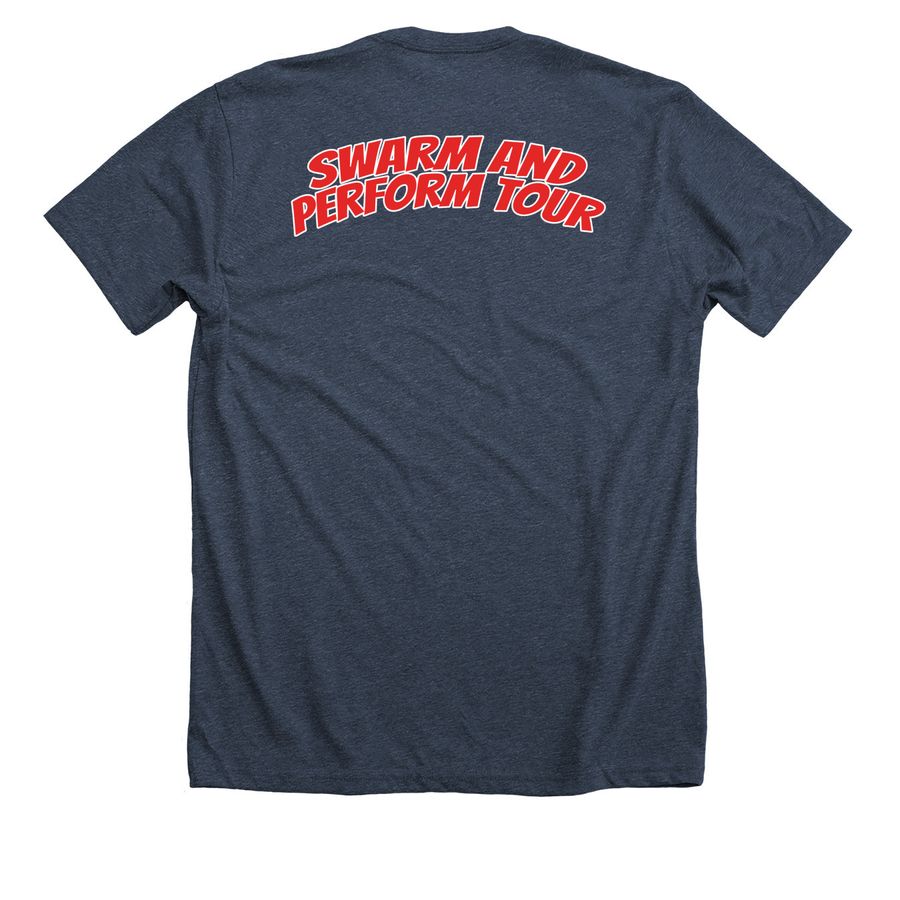 Bug Squad, a Heather Midnight Navy Premium Unisex Tee (back-view)